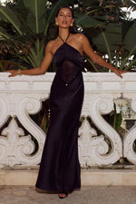 Load image into Gallery viewer, Virelle Halter Cutout Maxi Dress - Black
