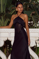 Load image into Gallery viewer, Virelle Halter Cutout Maxi Dress - Black
