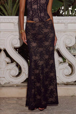 Load image into Gallery viewer, Kiani Low Waist Lace Maxi Skirt - Black

