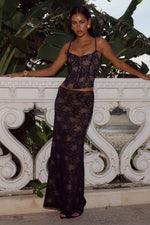 Load image into Gallery viewer, Kiani Low Waist Lace Maxi Skirt - Black
