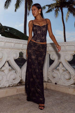 Load image into Gallery viewer, Kiani Low Waist Lace Maxi Skirt - Black
