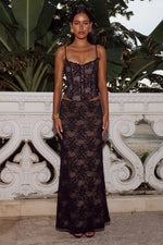 Load image into Gallery viewer, Kiani Low Waist Lace Maxi Skirt - Black
