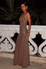 Load image into Gallery viewer, Nara Deep V-Neck Maxi Dress - Bronze
