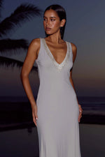 Load image into Gallery viewer, Sybilla Low V-Neck Maxi Dress - Ash
