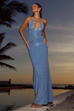 Load image into Gallery viewer, Nara Deep V-Neck Maxi Dress - Steel
