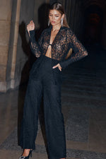 Load image into Gallery viewer, Mae Lace Shirt + Lace Pants - Black
