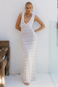 Harper Maxi Dress - Sand/White