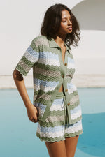 Load image into Gallery viewer, Cam Knit Shirt &amp; Shorts - Sage Combo
