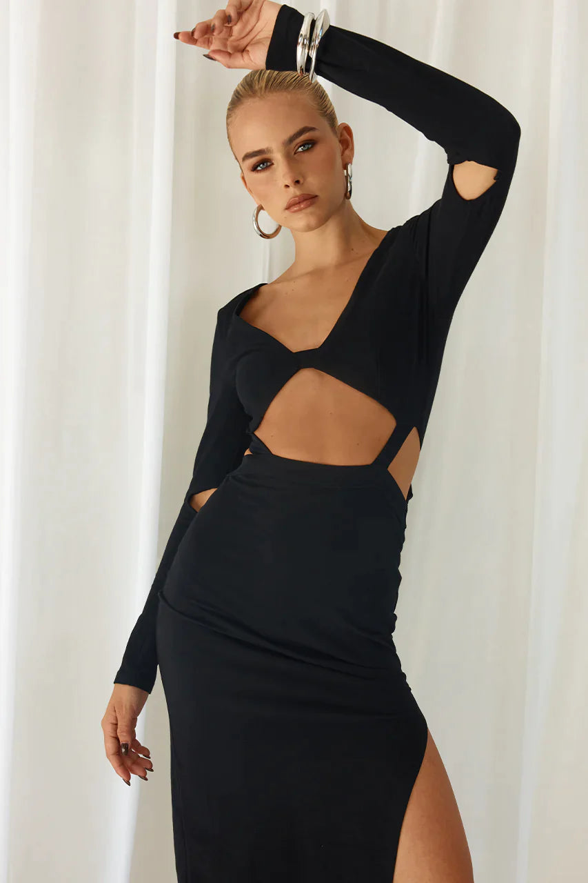Brianna Midi Dress - Black