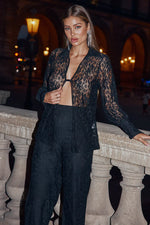 Load image into Gallery viewer, Mae Lace Shirt + Lace Pants - Black
