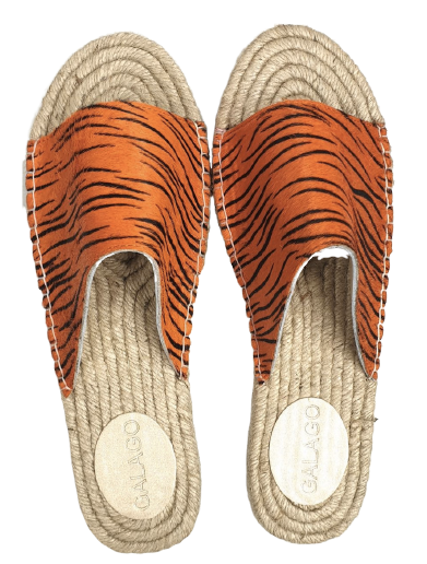 Orange Tiger Leather Espadrilles