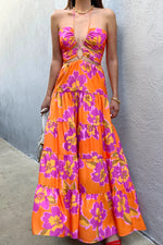 Load image into Gallery viewer, Orchid Maxi Dress - Orange Floral
